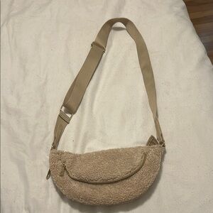 Beige Sherpa Crossbody Bag